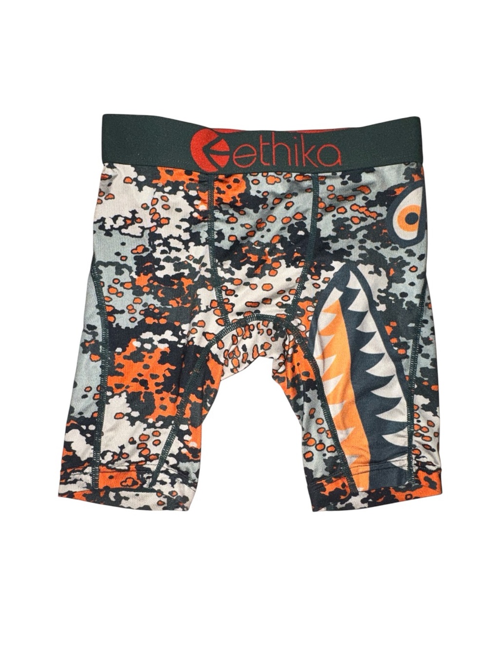 ethika Orange, Gray & Black Shark Camo Kids Compression Shorts Boxers Underwear